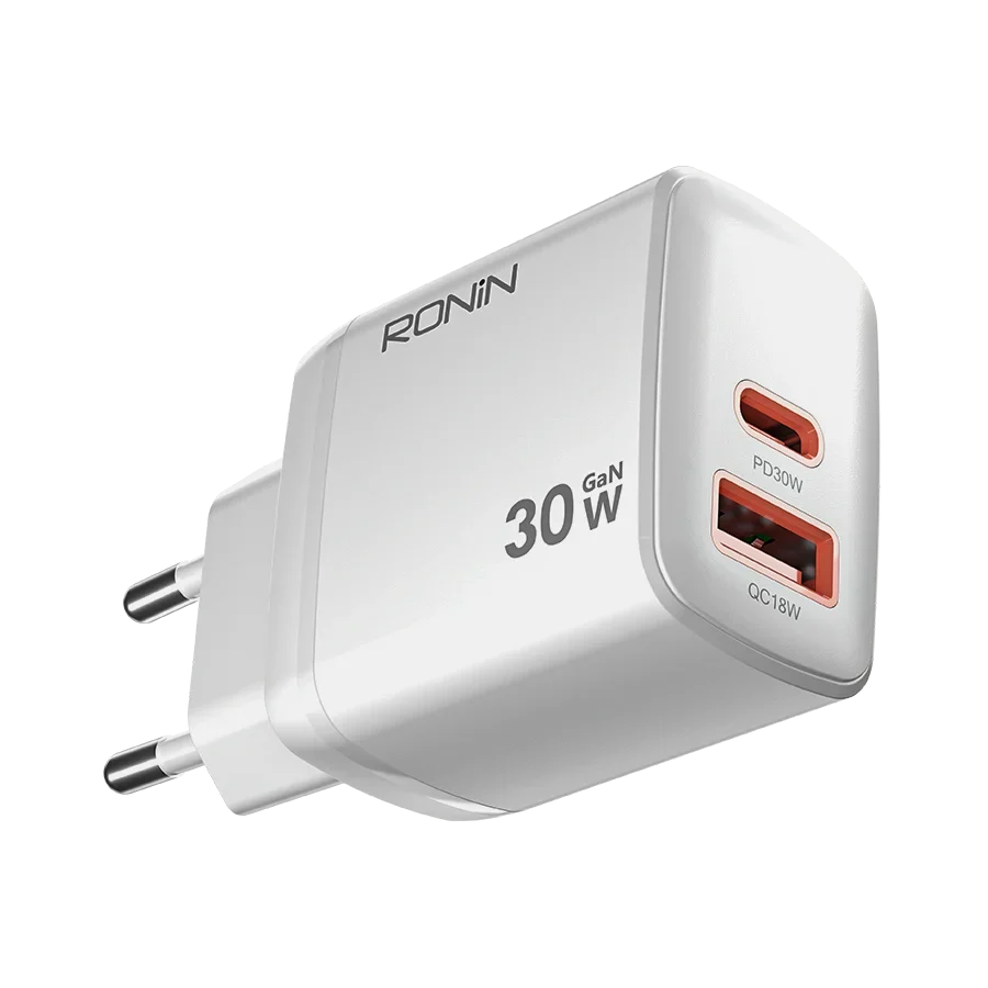 Flux R-6030 Charger | 30W Fast Charging, Multi-Port White Charger
